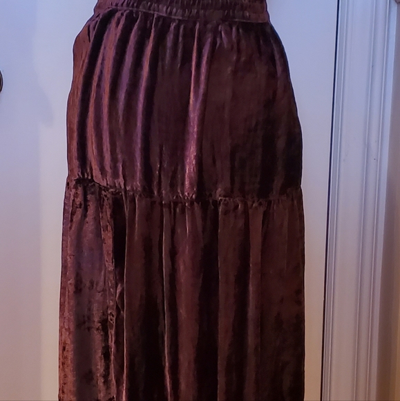 XL Long Velvet Dark Brown Skirt 3' Long Drawstring Waist 💝 - Picture 5 of 8